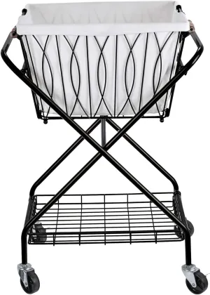 Verona Collapsible Laundry Cart with Basket, Black Large