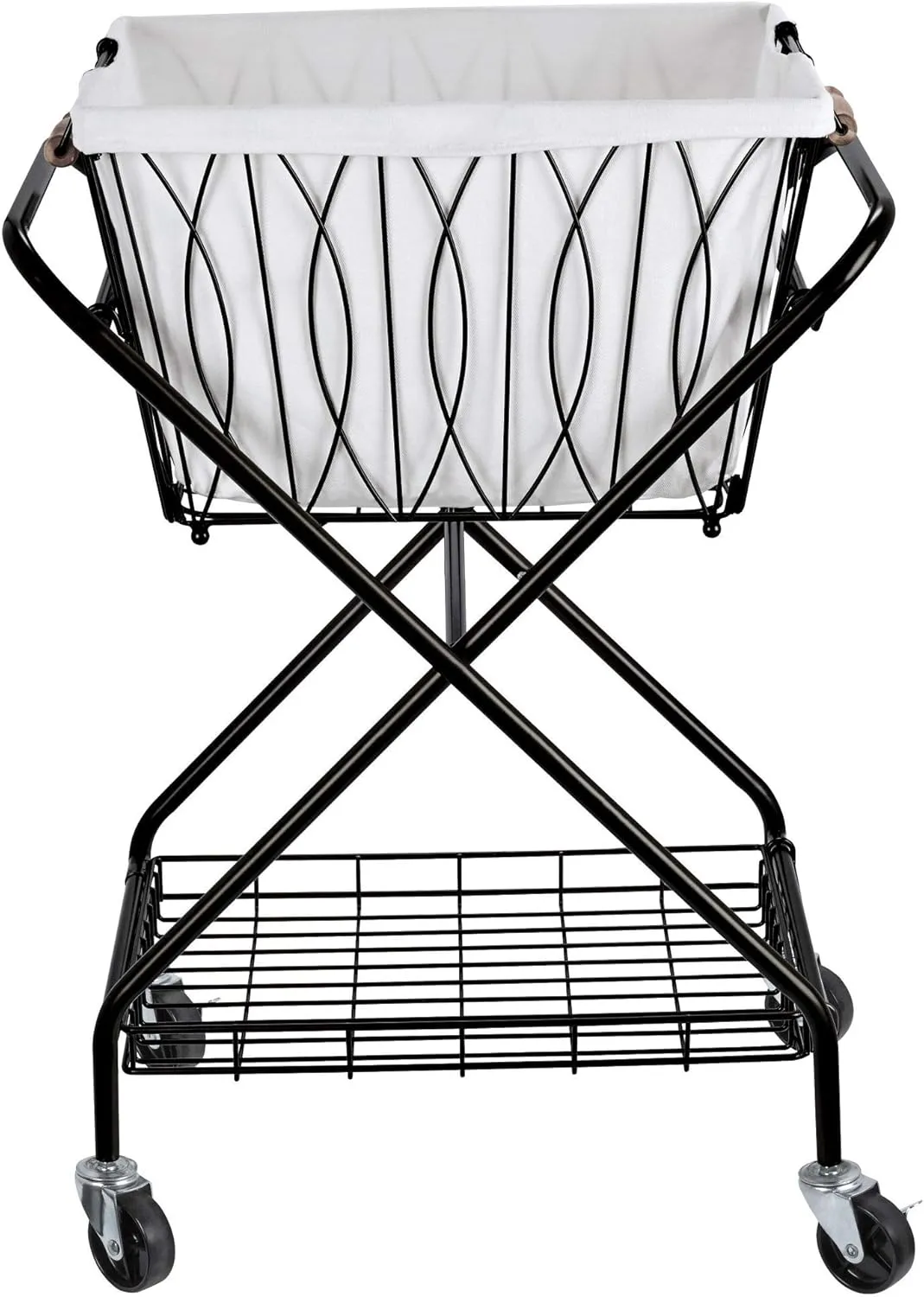 Verona Collapsible Laundry Cart with Basket, Black Large