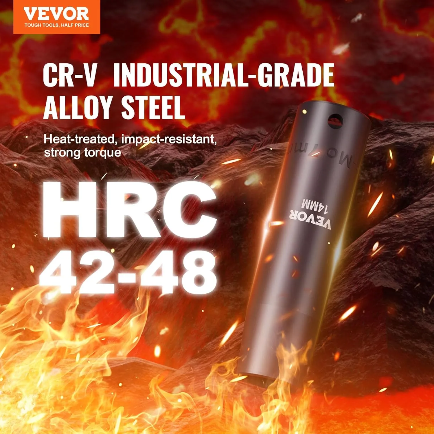 VEVOR 3/8" Drive Impact Socket Set, 48 Piece Socket Set SAE 5/16" -3/4" and Metric 8-22mm, 6 Point Cr-V Alloy Steel for Auto Repair, Easy-to-Read Markings, Rugged Construction, Includes Storage Case