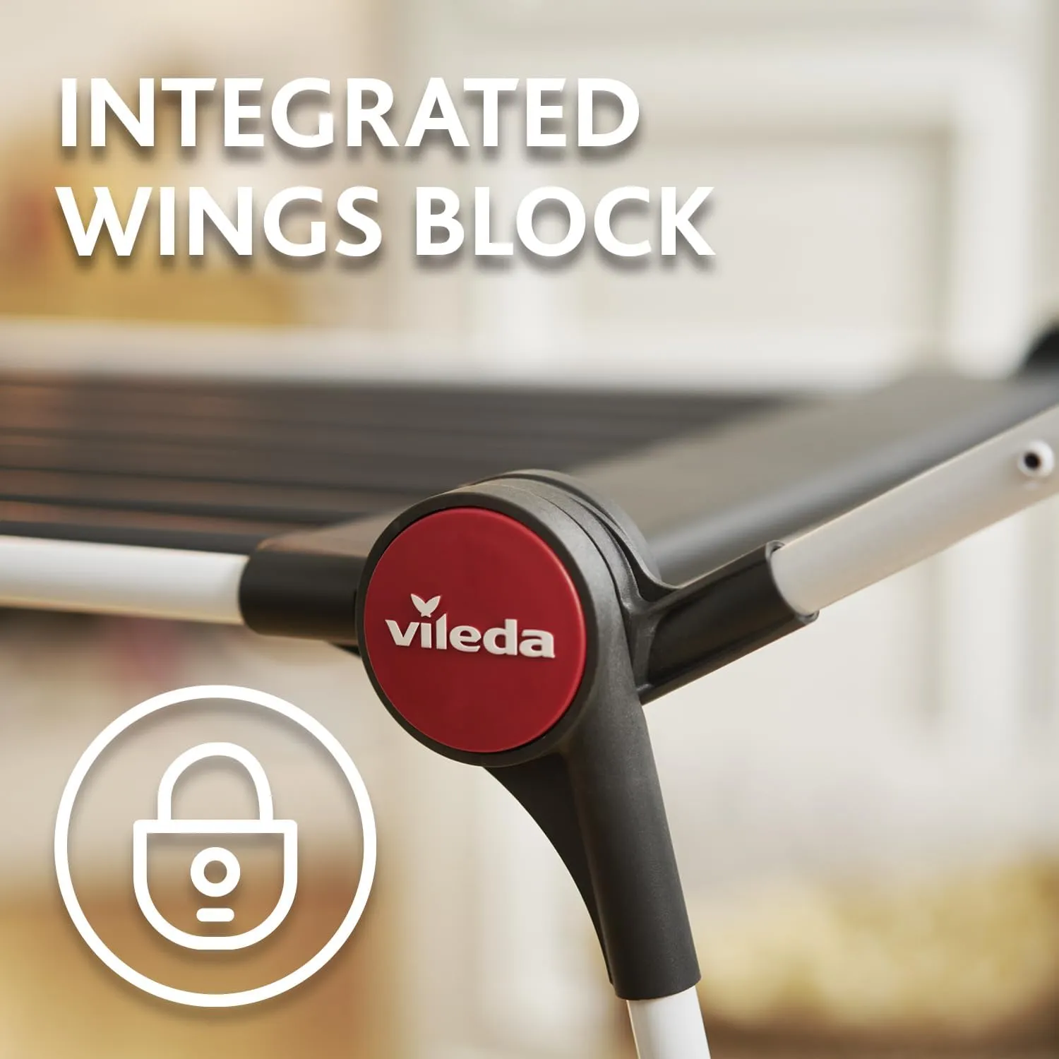 Vileda Clothes Airer, White/Black/Red, Trockenleinenlänge: 21m