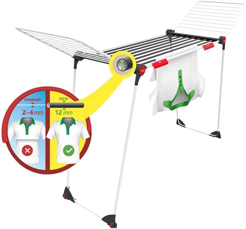 Vileda Clothes Airer, White/Black/Red, Trockenleinenlänge: 21m