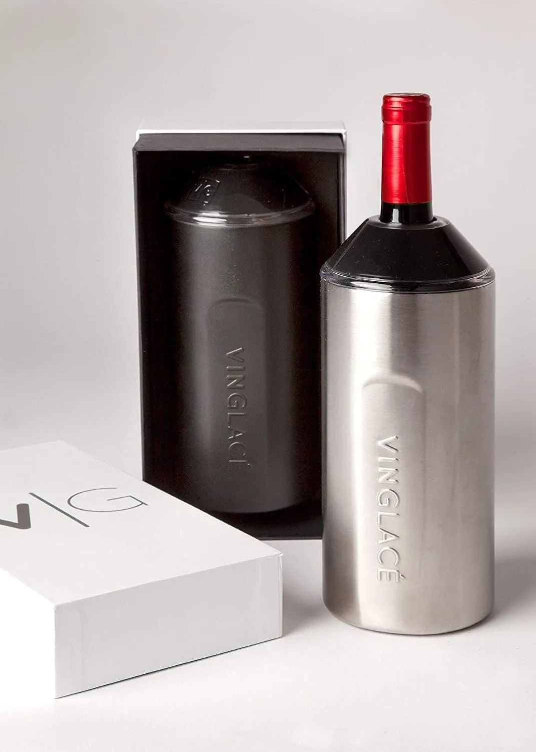 Vinglacé Wine Bottle Chiller- Portable Champagne Insulator- Stainless Steel Wine Cooler Sleeve, Rose