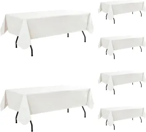 Vinyl Tablecloth with Flannel Backing-6 Pack Ivory 60x84 Inch Waterproof PEVA Table Cloth Outdoor Plastic Table Sheets-Wipeable Spillproof Oilcloth Covers for Picnic Party Camping Dining