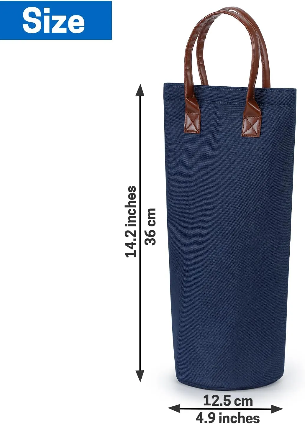 VISEMAN Single Bottle Wine Tote Bag Insulated, Wine Carrier Bag for One Bottle, Padded Wine Cooler Bag, Portable Wine Tote Bag for Wine Lovers Gift (Blue)