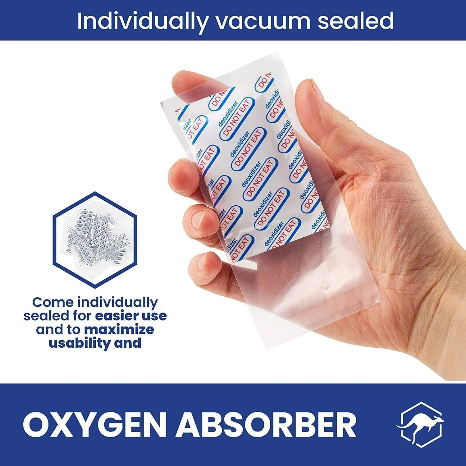 Wallaby 400cc Oxygen Absorbers for Long Term Food Storage 100 count (10х Packs of 10) Bulk - FDA Food Grade Packs for Vacuum Mylar Bag, Airtight Container Flour Sugar Cereal, Freeze Dryer & Dehydrator