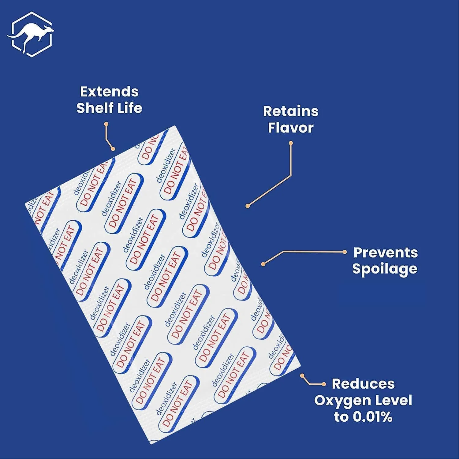 Wallaby 400cc Oxygen Absorbers for Long Term Food Storage 100 count (10х Packs of 10) Bulk - FDA Food Grade Packs for Vacuum Mylar Bag, Airtight Container Flour Sugar Cereal, Freeze Dryer & Dehydrator