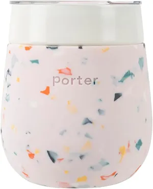 W&P Porter Insulated Glass 11 oz | No Metallic Aftertaste Ceramic Coated for Beer, Wine, Cocktails, Coffee, & Tea | Wide Mouth Vacuum Insulated | Dishwasher Safe, Blush Terrazzo