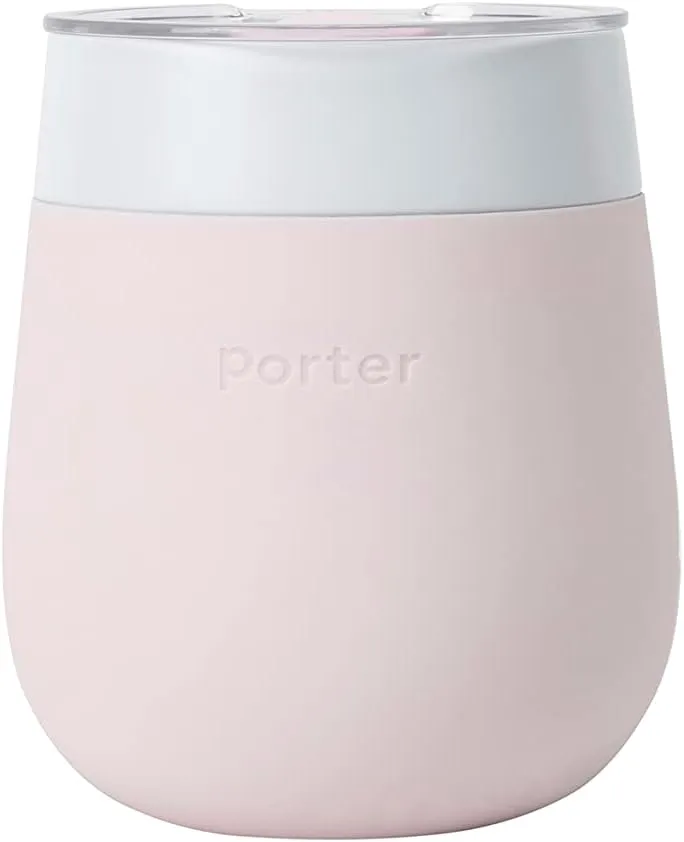 W&P Porter Insulated Glass 11 oz | No Metallic Aftertaste Ceramic Coated for Beer, Wine, Cocktails, Coffee, & Tea | Wide Mouth Vacuum Insulated | Dishwasher Safe, Blush