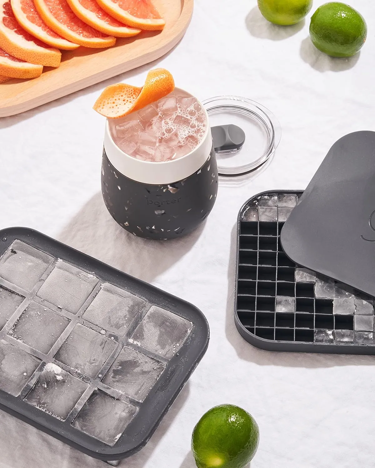 W&P Porter Insulated Glass 11 oz | No Metallic Aftertaste Ceramic Coated for Beer, Wine, Cocktails, Coffee, & Tea | Wide Mouth Vacuum Insulated | Dishwasher Safe, Charcoal Terrazzo