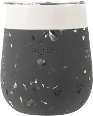 W&P Porter Insulated Glass 11 oz | No Metallic Aftertaste Ceramic Coated for Beer, Wine, Cocktails, Coffee, & Tea | Wide Mouth Vacuum Insulated | Dishwasher Safe, Charcoal Terrazzo