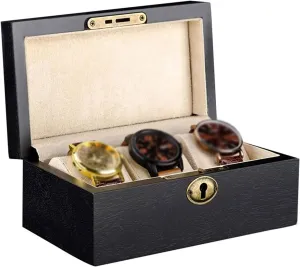 Watch Box Organizer High Grade Black Watch Storage Box Jewelry Display Box 3 Watch Storage Boxes with Lock (excluding Watches) watch case