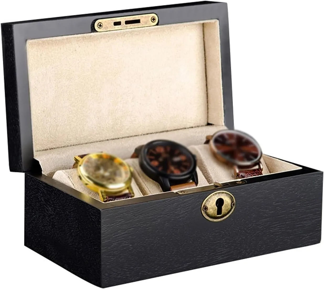 Watch Box Organizer High Grade Black Watch Storage Box Jewelry Display Box 3 Watch Storage Boxes with Lock (excluding Watches) watch case