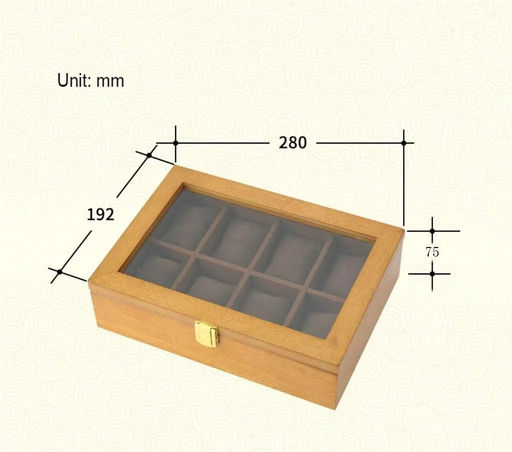 Watch Box Wooden Collection Box/Jewelry Watch Storage Box with Glass Cover Watch Display Box(Color:Black Lining)