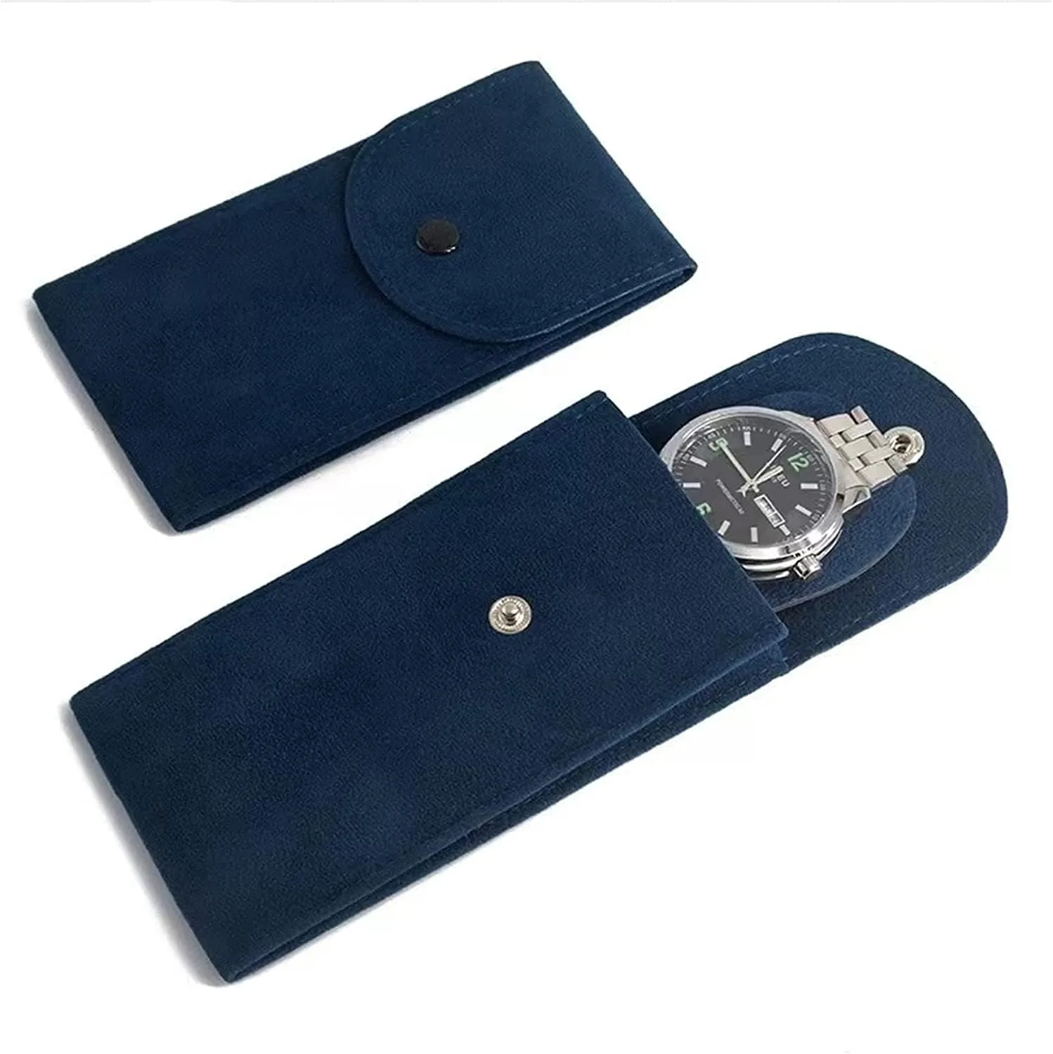 Watch Pouch, Watch Roll, Watch Travel Case for Men and Women Portable Velvet Watch Pouch Watch Storage Bag ​and Organizer Protective Watch Box Pouch with (2 pieces Blue)