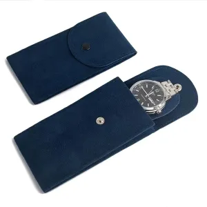 Watch Pouch, Watch Roll, Watch Travel Case for Men and Women Portable Velvet Watch Pouch Watch Storage Bag ​and Organizer Protective Watch Box Pouch with (2 pieces Blue)