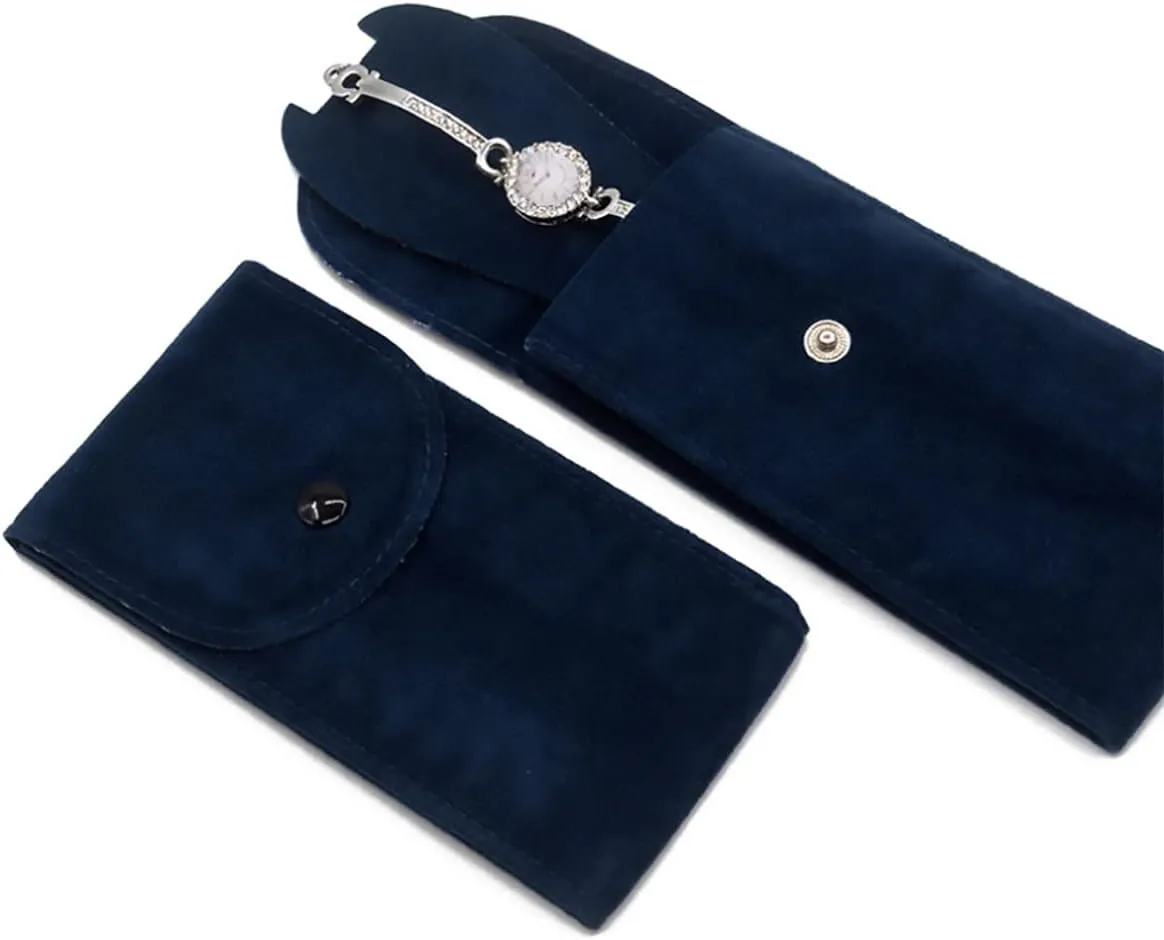 Watch Pouch, Watch Roll, Watch Travel Case for Men and Women Portable Velvet Watch Pouch Watch Storage Bag ​and Organizer Protective Watch Box Pouch with (2 pieces Blue)