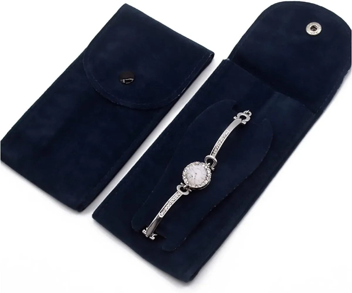 Watch Pouch, Watch Roll, Watch Travel Case for Men and Women Portable Velvet Watch Pouch Watch Storage Bag ​and Organizer Protective Watch Box Pouch with (2 pieces Blue)