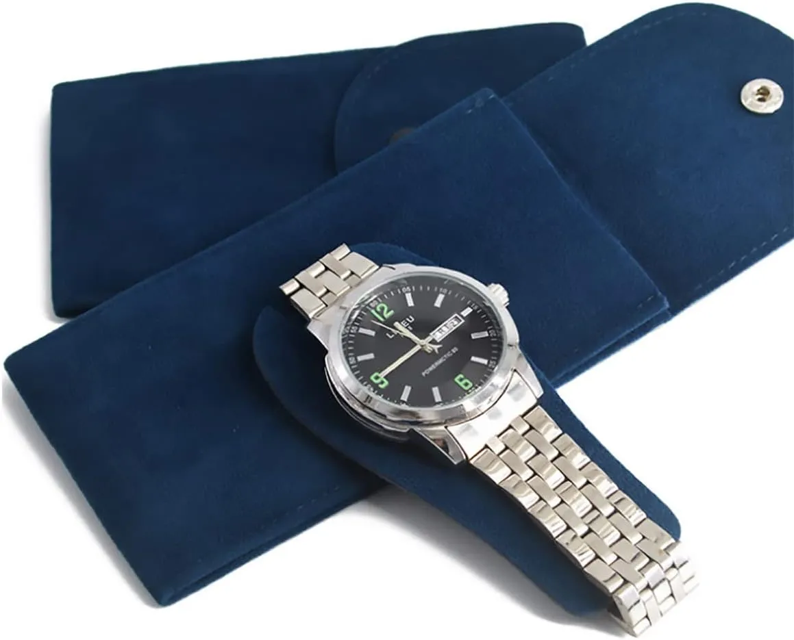 Watch Pouch, Watch Roll, Watch Travel Case for Men and Women Portable Velvet Watch Pouch Watch Storage Bag ​and Organizer Protective Watch Box Pouch with (2 pieces Blue)