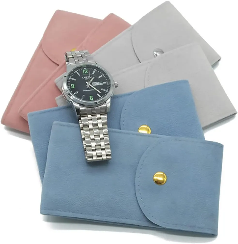 Watch Pouch, Watch Roll, Watch Travel Case for Men and Women Portable Velvet Watch Pouch Watch Storage Bag ​and Organizer Protective Watch Box Pouch with (Grey)