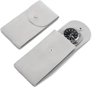Watch Pouch, Watch Roll, Watch Travel Case for Men and Women Portable Velvet Watch Pouch Watch Storage Bag ​and Organizer Protective Watch Box Pouch with (Grey)