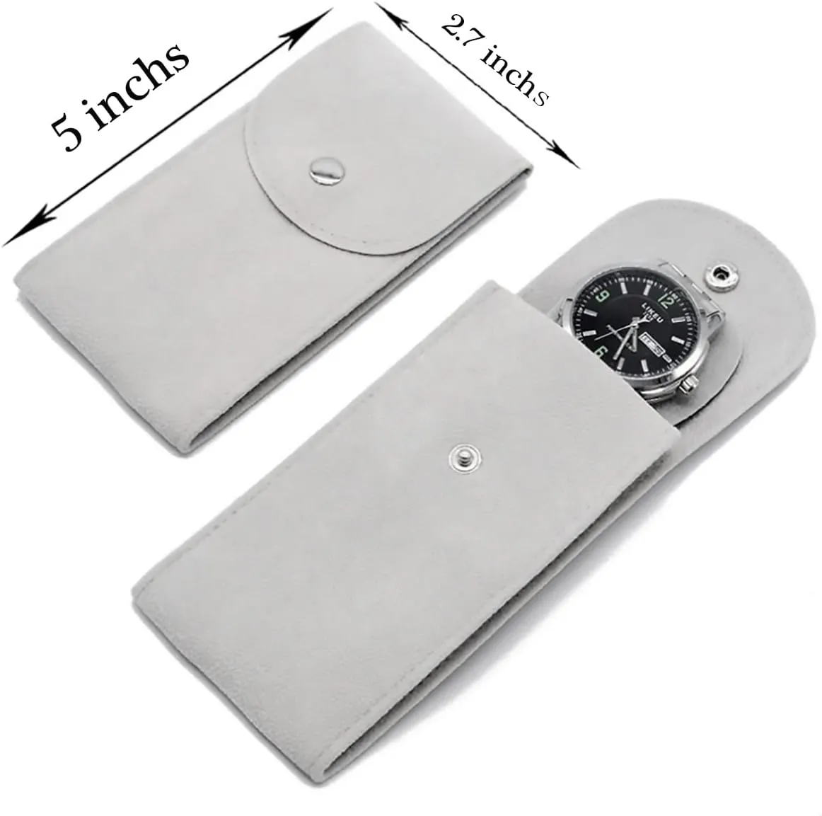 Watch Pouch, Watch Roll, Watch Travel Case for Men and Women Portable Velvet Watch Pouch Watch Storage Bag ​and Organizer Protective Watch Box Pouch with (Grey)