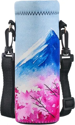 Water Bottle Sling Case Bag Carrier Holder - 500ML 750ML 1000ML Neoprene Water Bottle Sleeve Cooler Cover Pouch with Adjustable Shoulder Strap for Men Women Travel Camping Walking Hiking Running