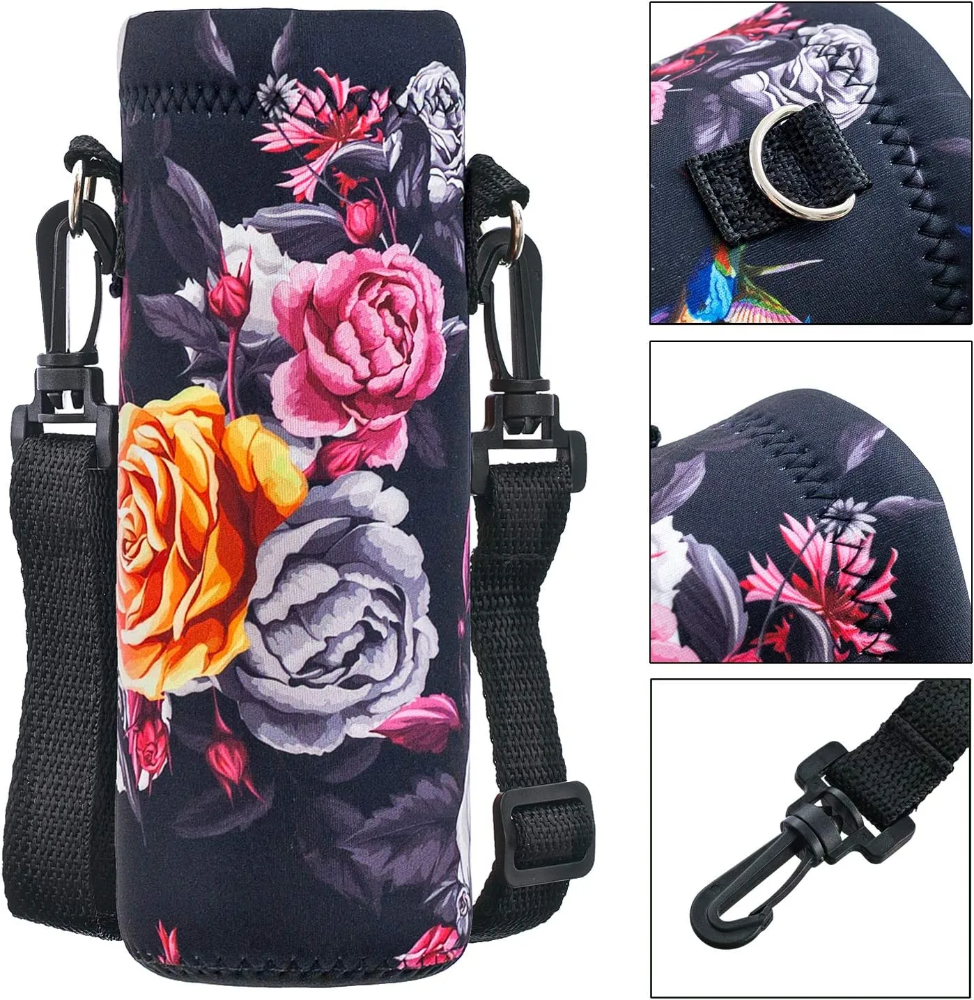 Water Bottle Sling Case Bag Carrier Holder - 500ML 750ML 1000ML Neoprene Water Bottle Sleeve Cooler Cover Pouch with Adjustable Shoulder Strap for Men Women Travel Camping Walking Hiking Running