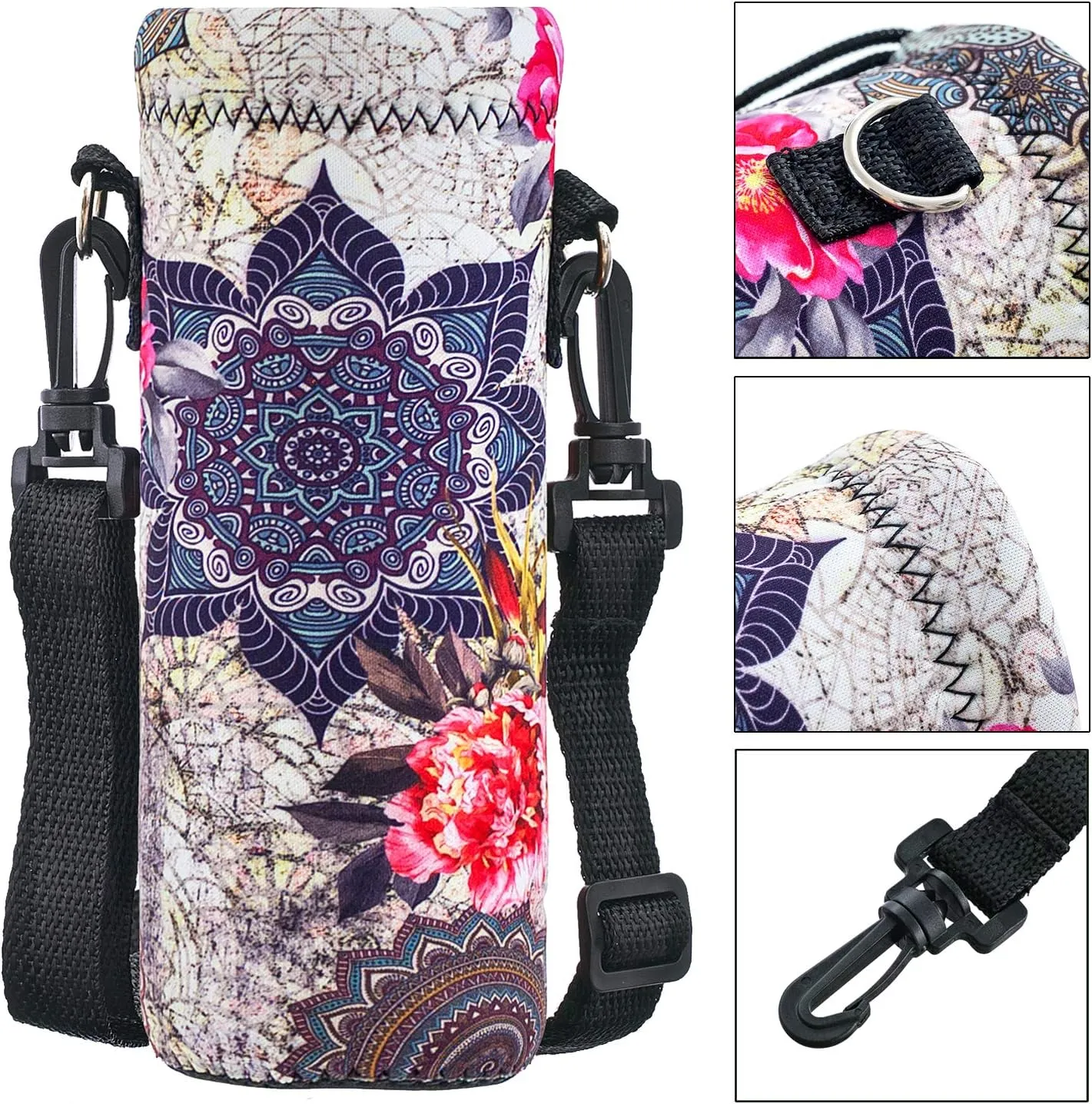 Water Bottle Sling Case Bag Carrier Holder - 500ML 750ML 1000ML Neoprene Water Bottle Sleeve Cooler Cover Pouch with Adjustable Shoulder Strap for Men Women Travel Camping Walking Hiking Running