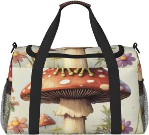 Watercolor Frog Mushroom Travel Duffel Bag Tote Bag Sports Gym Bag For Women And Men