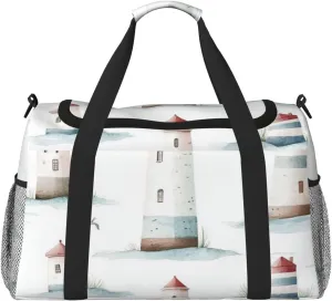 Watercolor Lighthouse Travel Duffel Bag Tote Bag Sports Gym Bag For Women And Men