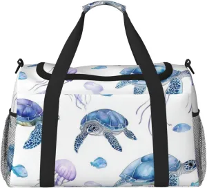 Watercolor Sea Turtles Travel Duffel Bag Tote Bag Sports Gym Bag For Women And Men