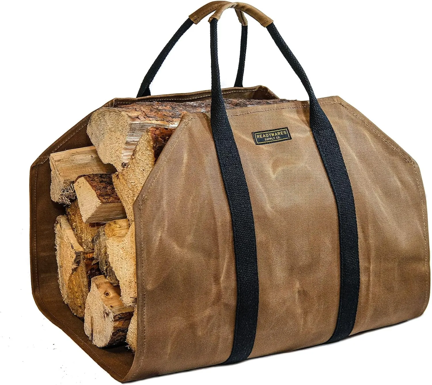 Waxed Canvas Firewood Carrier, Heavy Duty Log Carrier for Firewood, Wood Carrier for Firewood, Classic Durable Design Tan