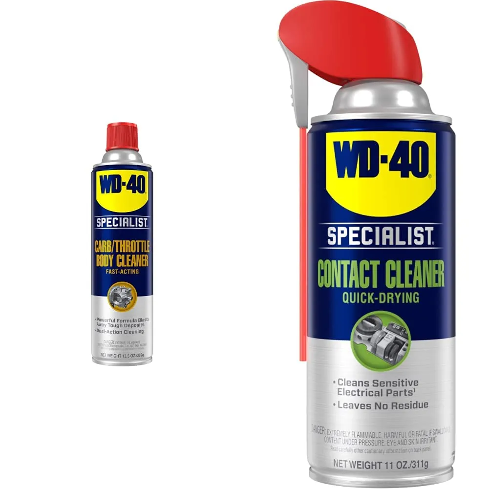 WD-40 Specialist Carb/Throttle Body & Parts Cleaner (13.5 oz) and Contact Cleaner Spray (11 oz) Bundle