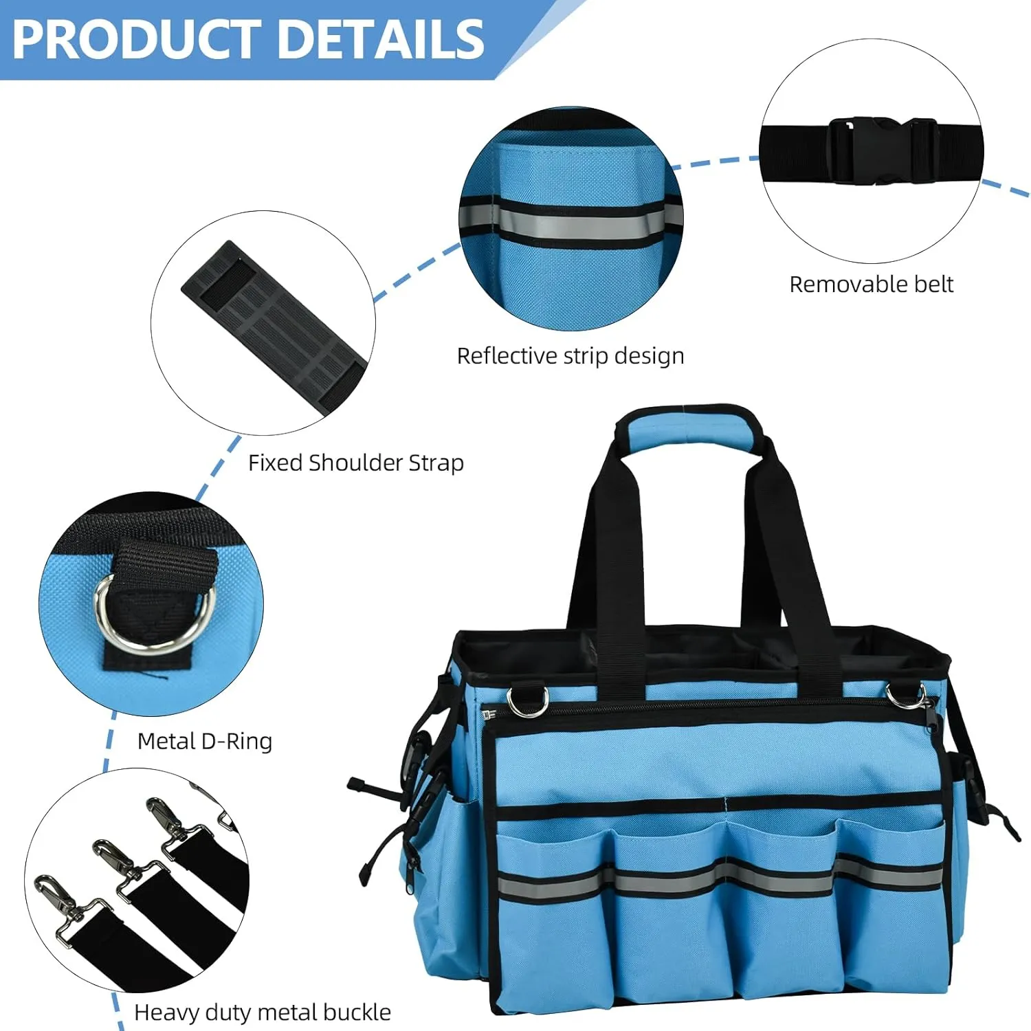 Wearable Cleaning Caddy Bag with Removable Apron, Large Cleaning Caddy Supplies Organizer Soft Handle, Shoulder Straps, 4 Detachable Divide for Car, Home, Housekeeping