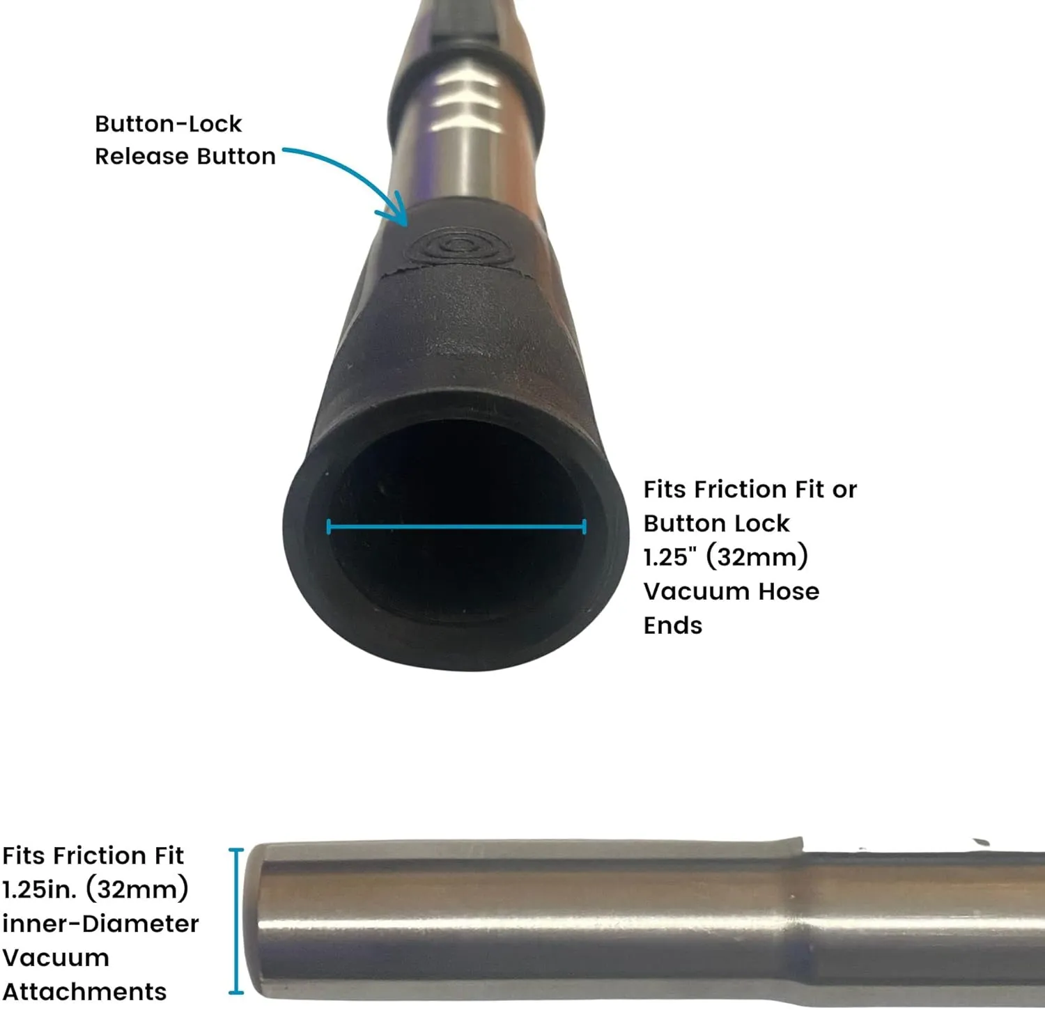 Wessel-Werk Central Vacuum Hose Kit with Floor and Household Attachments for Central Vacuum, Crushproof Hose with On/Off Switch Control and 1.25inch (32mm) Central Vac Accessories (30ft. Hose)