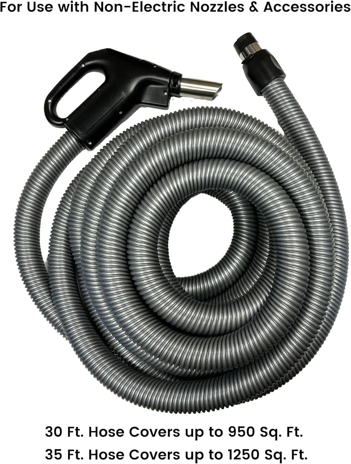 Wessel-Werk Central Vacuum Hose Kit with Floor and Household Vacuum Attachments, Crushproof Hose with On/Off Switch Control
