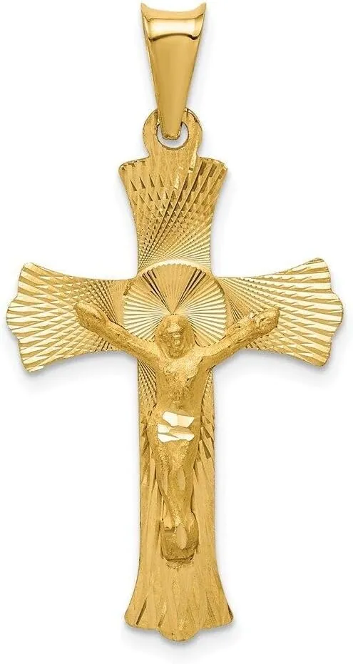 Whimsical Charms Collection Enchanted Elegance Charms Collection 14k Polished Satin and D/C Crucifix Pendant Design-KLD958-8466