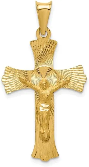 Whimsical Charms Collection Enchanted Elegance Charms Collection 14k Polished Satin and D/C Crucifix Pendant Design-KLD958-8466