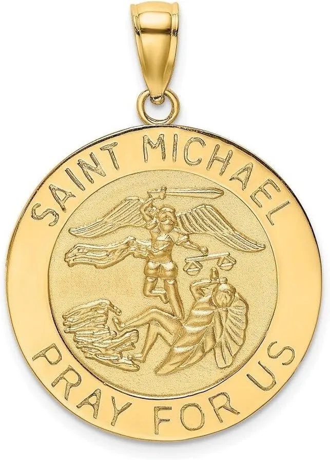 Whimsical Charms Collection Enchanted Elegance Charms Collection 14K Polished/Satin Saint Michael Medal Charm Design-KLD958-6328