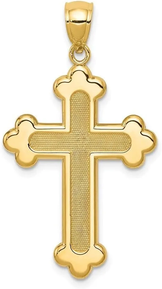 Whimsical Charms Collection Enchanted Elegance Charms Collection 14K Satin and Polished Budded Cross Pendant Design-KLD958-7752