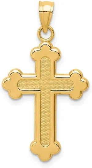 Whimsical Charms Collection Enchanted Elegance Charms Collection 14K Satin and Polished Budded Cross Pendant Design-KLD958-9779