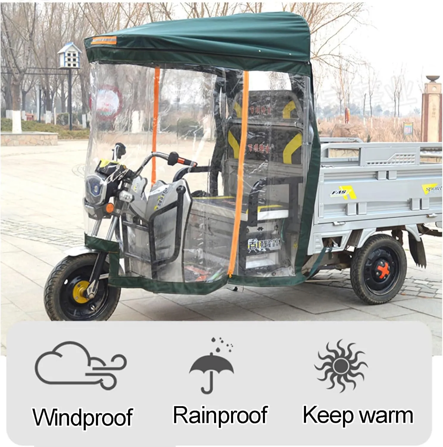 Windproof Electric Tricycle Cover, Reflective Sanbengzi Canvas Awning, Tricycle Frame Canopy, Rain Sun Snow Proof (Size : 75cm/30in)