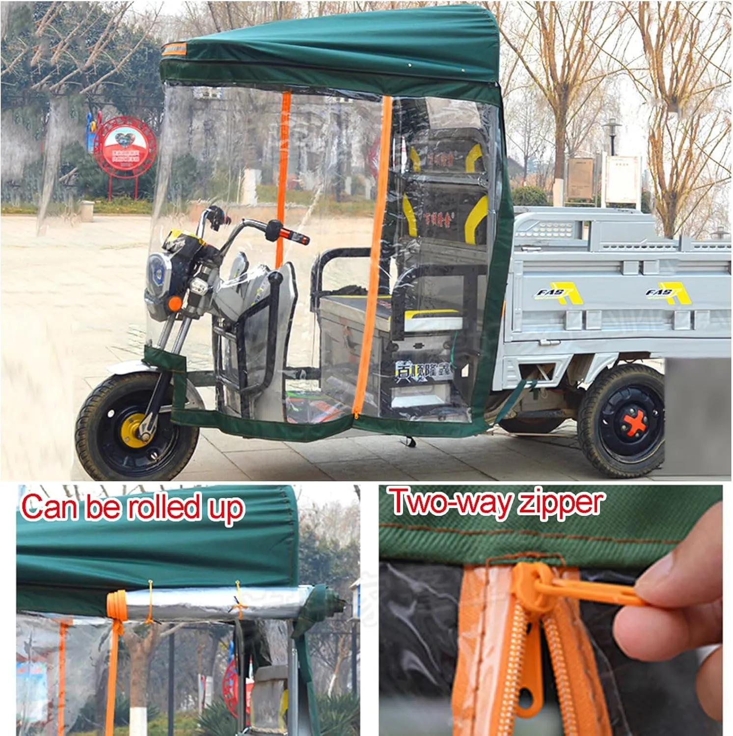 Windproof Electric Tricycle Cover, Reflective Sanbengzi Canvas Awning, Tricycle Frame Canopy, Rain Sun Snow Proof (Size : 75cm/30in)