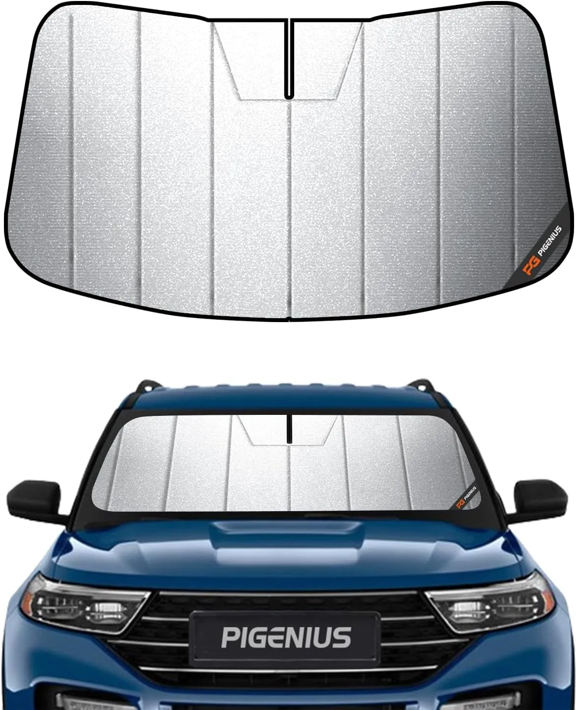 Windshield Sun Shade for Ford Explorer 2020-2024,Full Coverage, Reflective Fabric, Double Layer Design