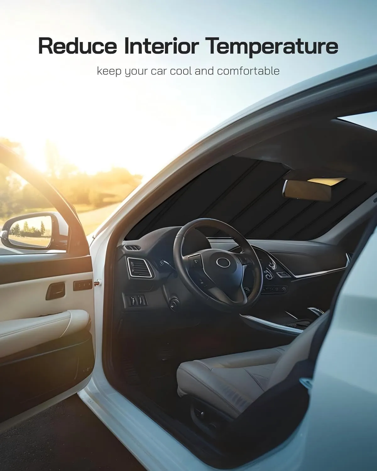 Windshield Sun Shade for Ford Explorer 2020-2024,Full Coverage, Reflective Fabric, Double Layer Design