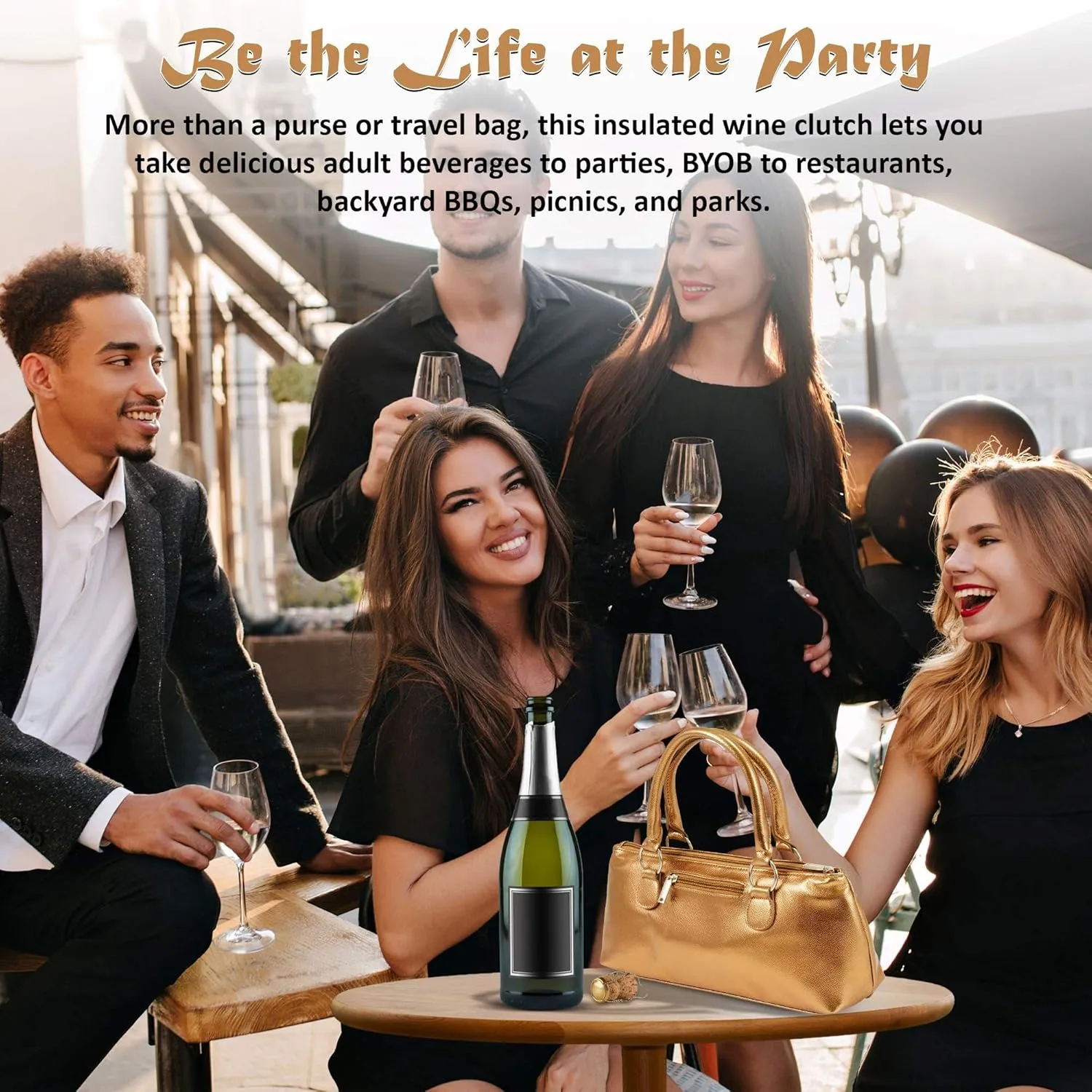 Wine Clutch Bag (Thermal Insulated) Trendy Women’s Carry Tote | Holds Red & White 750mL Bottles | Trendy Fashion | Incl. Portable Waiter-Style Corkscrew