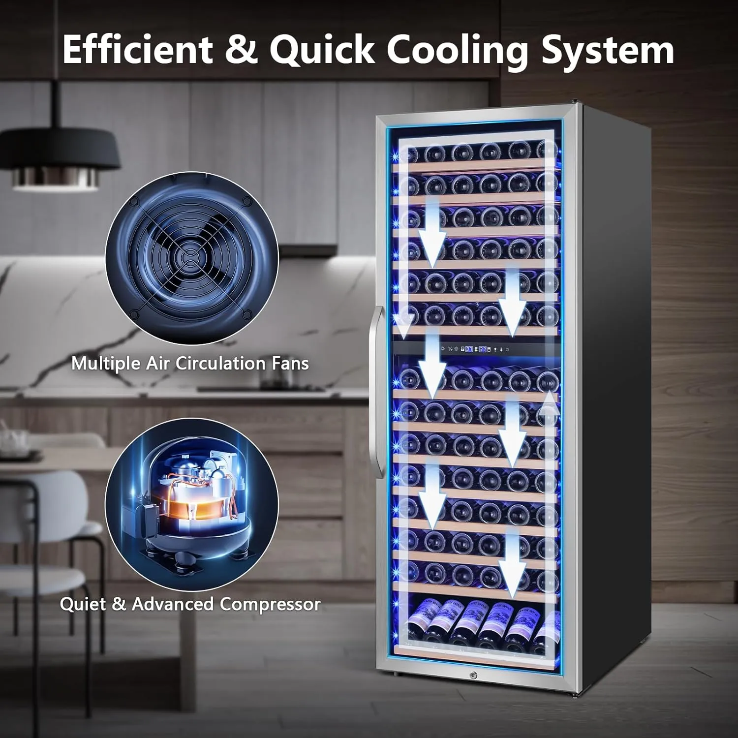 Wine Fridge Freestanding Dual Temperature Zone, Wine Cooler Refrigerator for 154 Bottles, 24 Inch Wide Large Wine Cooler with Professional Temperature Control System, Quiet Operation