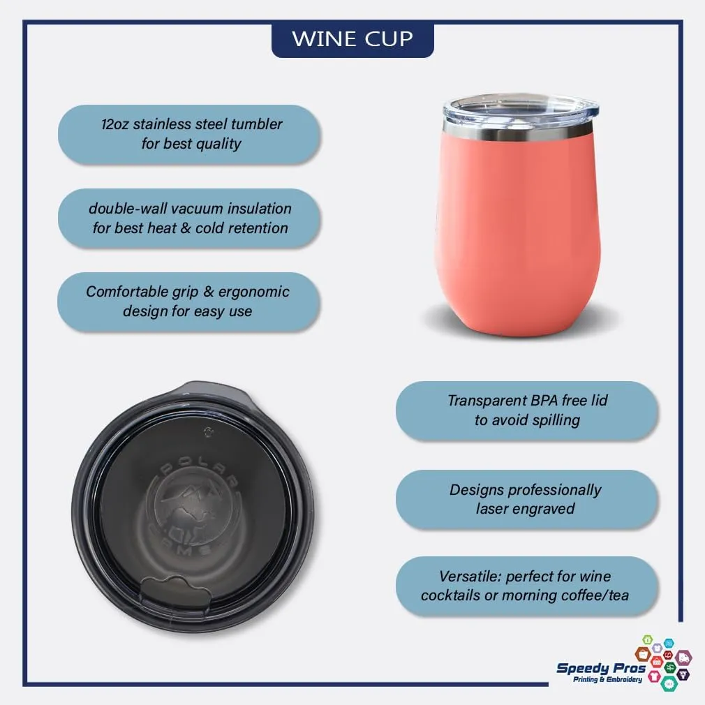 Wine Tumbler with Lid 12 Ounces Jepers Creepers Engraved Stainless Steel Wine Cup Coral