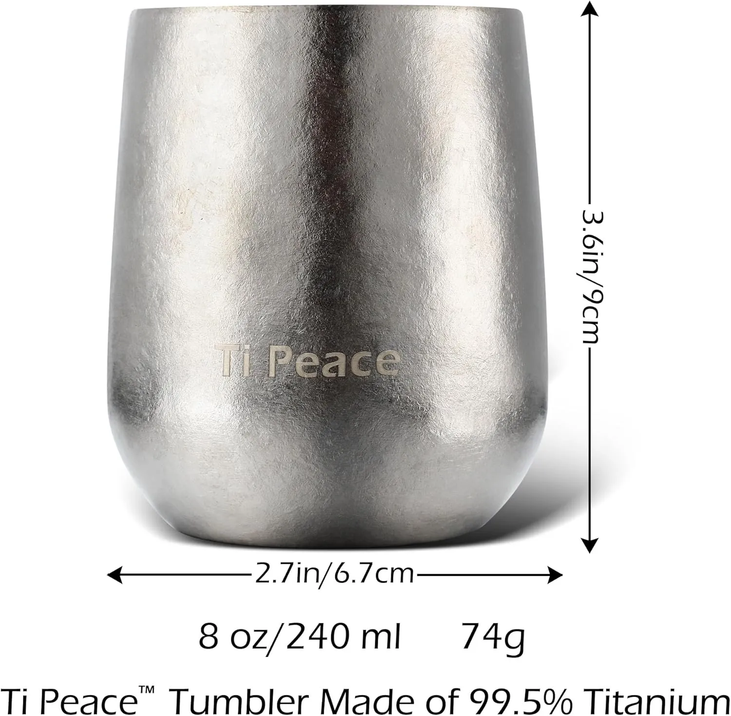Wine Tumbler,8 oz Titanium Wine Tumbler,Insulated Double Wall Titanium Travel Tumbler-- Made with Pure Titanium99.5%,Dishwasher Safe