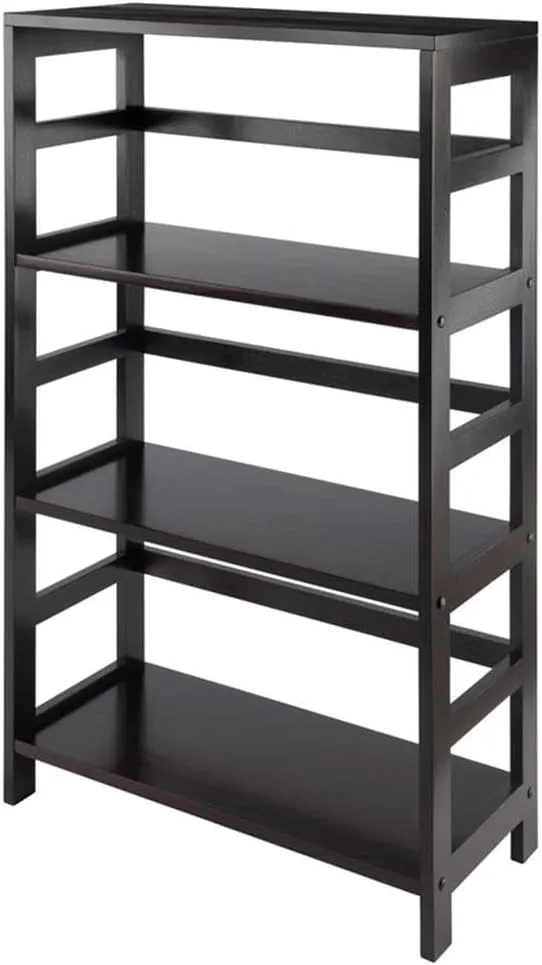 Winsome Wood Capri Wood 3 Section Storage Shelf with 6 Black Fabric Foldable Baskets